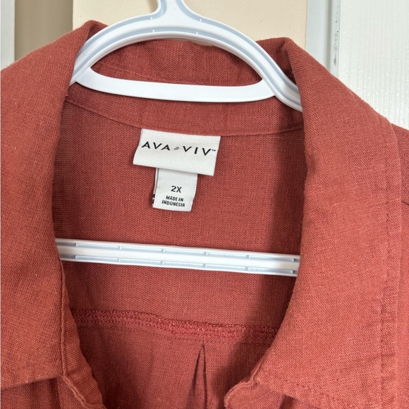 Ava and Viv button up short sleeve top size 2X - Picture 2 of 4